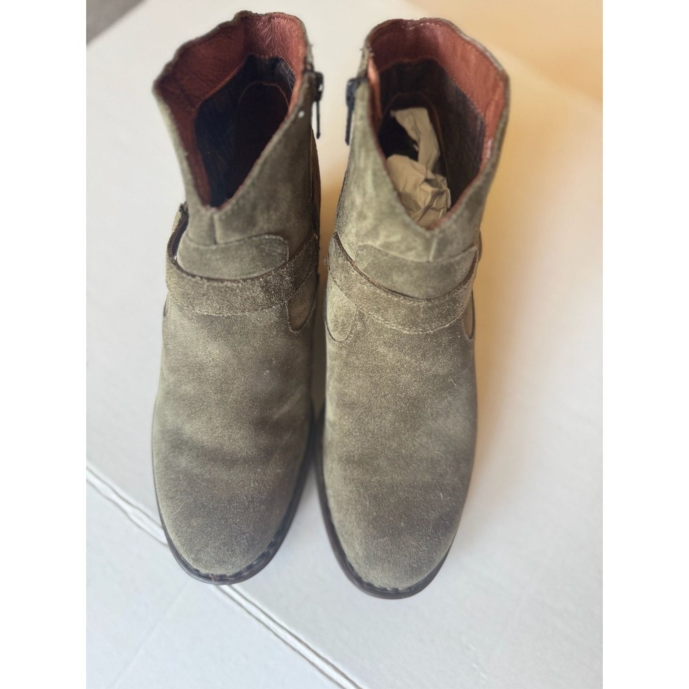 Born Women's Forest Green Suede Leather Harness Ankle Boots Size 10M